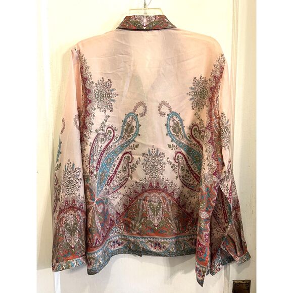 Sundance Multi Color Floral Silk Button Up Blouse Shirt Women's Size Large - Picture 5 of 10